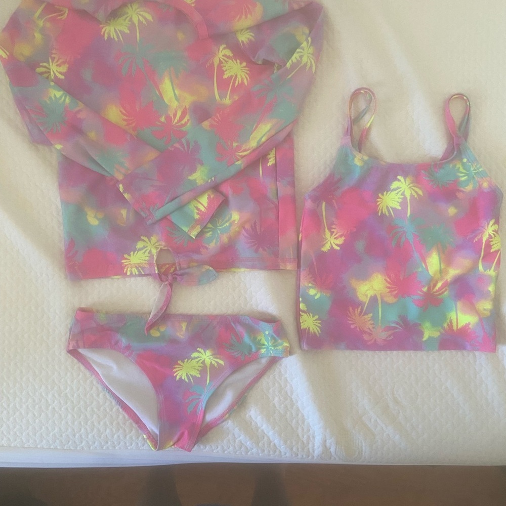 The Children's Place Colorful Palm Tree Swim Set BOGO with additional one piece